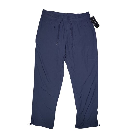Eddie Bauer Traverse Navy Blue Fleece-Lined Outdoor Cargo Pants Pull-On L NWT - Picture 1 of 11